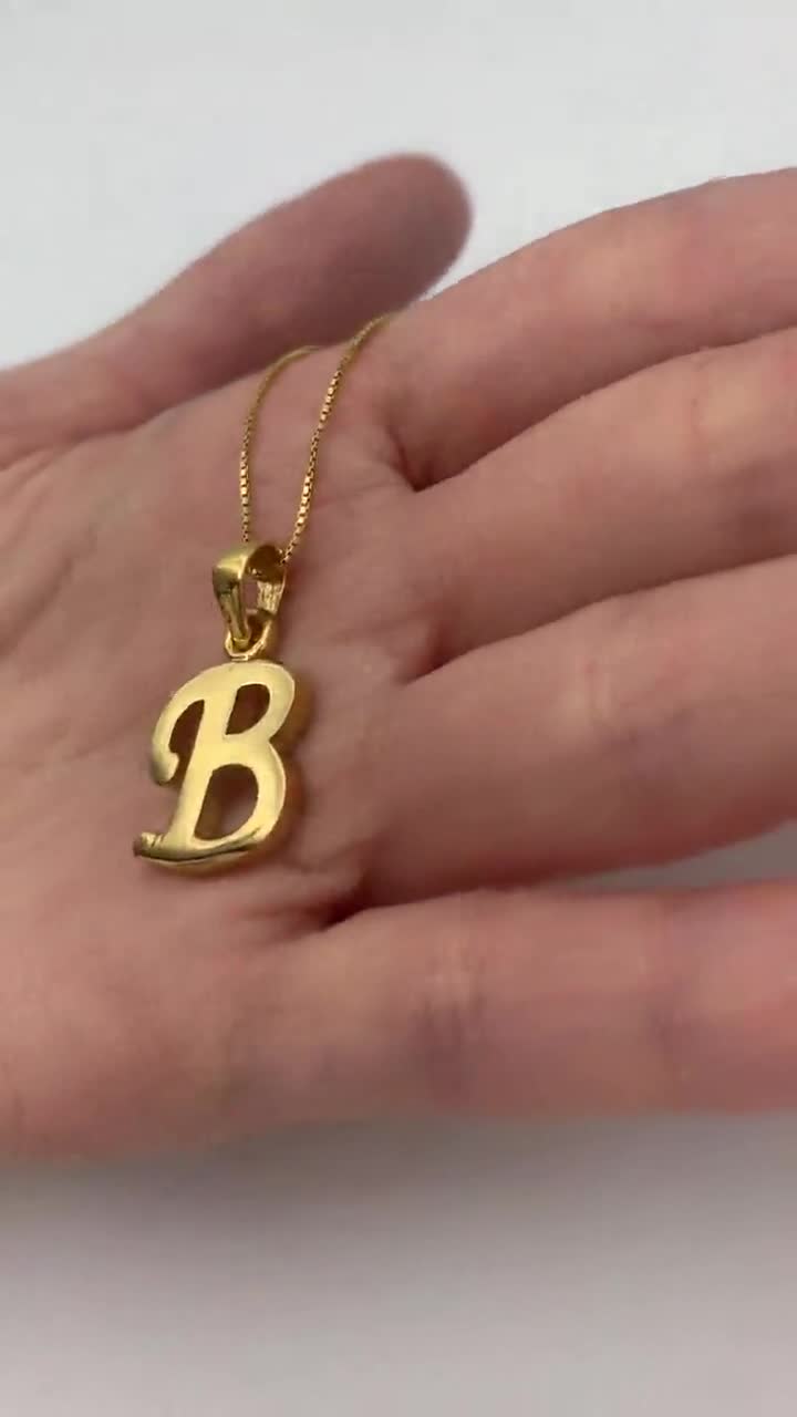 Letter B Gold Pendant, Capital B Pendant, Initial B Necklace